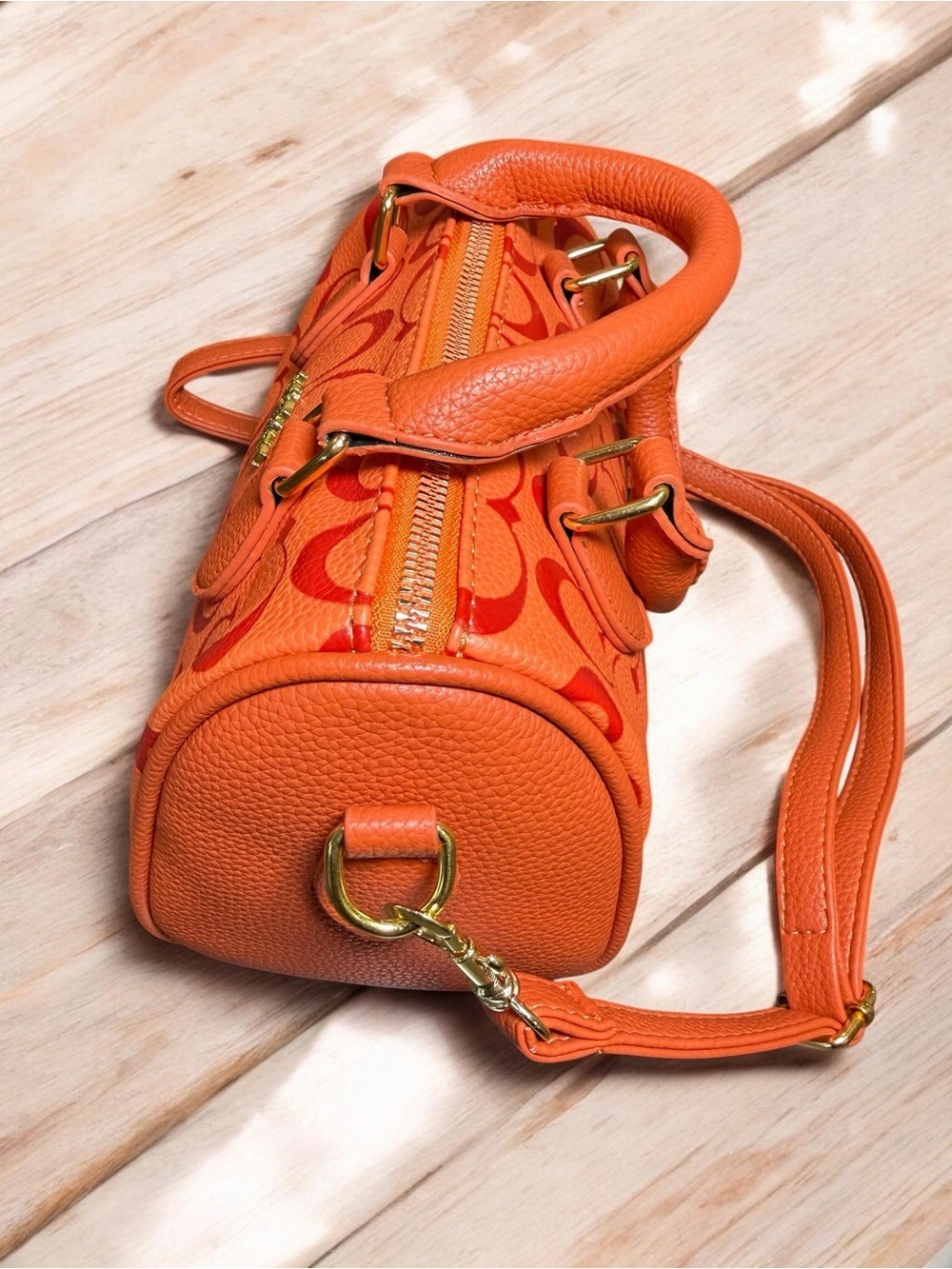 Coach Rowan Mini Bright Orange Signature Mini Satchel - Picture 6 of 8